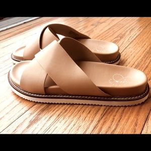 Ryder Cross Strap Slides - Nude (Size 9)